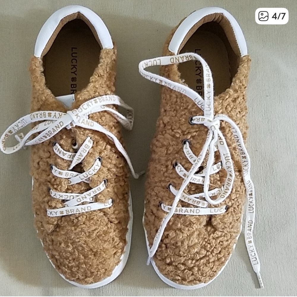 Lucky Brand Teddy Bear Brown and White Sneakers Casual Low-Top - Picture 4 of 13